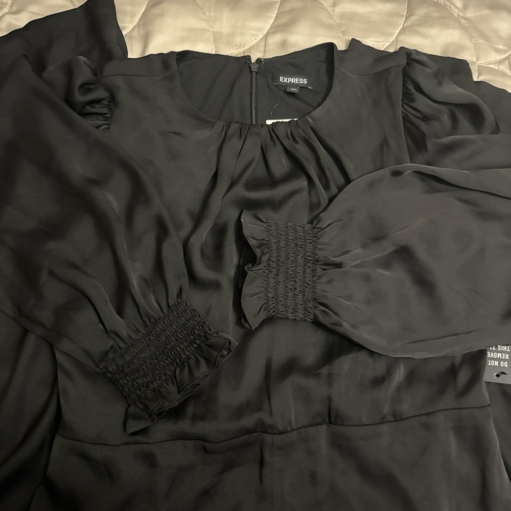 Express Elegant Black Jumpsuit with Smocked Details